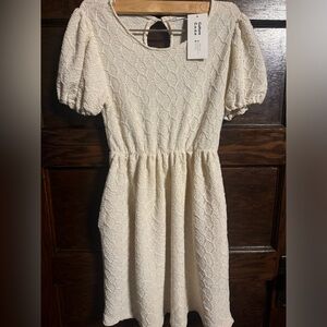 Culture Code Textured Round Neck Short Sleeve Dress with Pockets, NWT, Size M